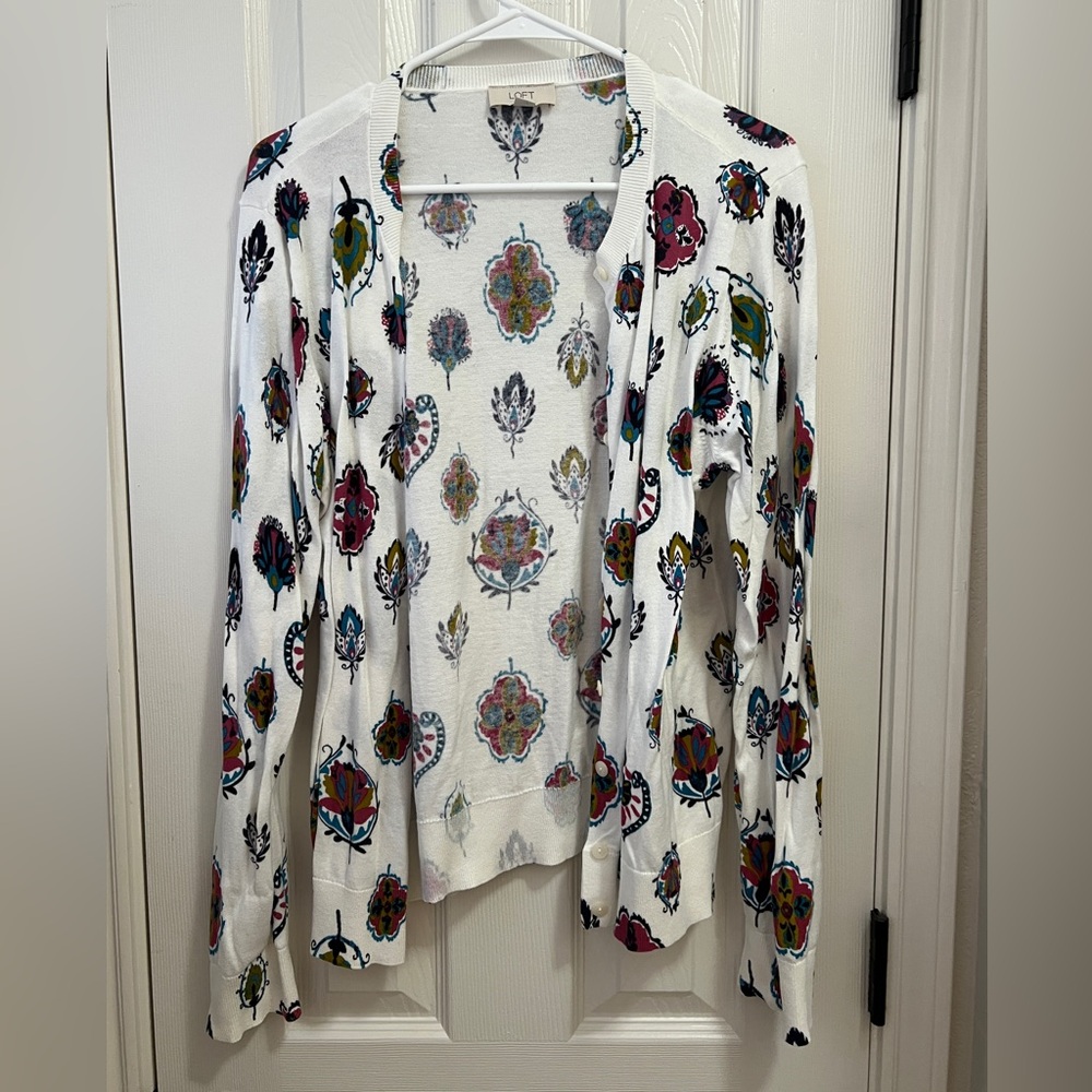 Loft Multi Colored Button Up Cardigan